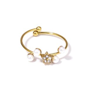 Anillo con perla y circonitas