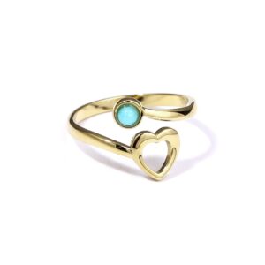 Anillo dorado con piedra azul