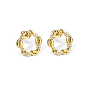 Pendientes con aros de granos de café con circonitas