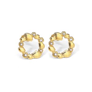 Pendientes con aros de vieiras con circonitas