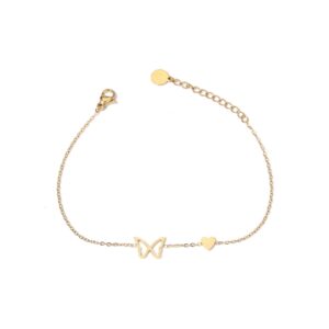 Pulsera dorada con mariposa