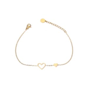 Pulsera dorada con corazón