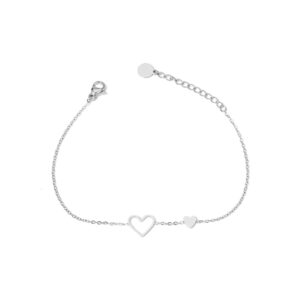 Pulsera plateada con corazón
